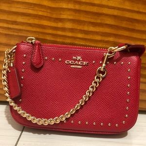 NWOT COACH STUDDED MINI BAG IN RED